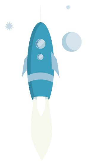 Rocket ship blue